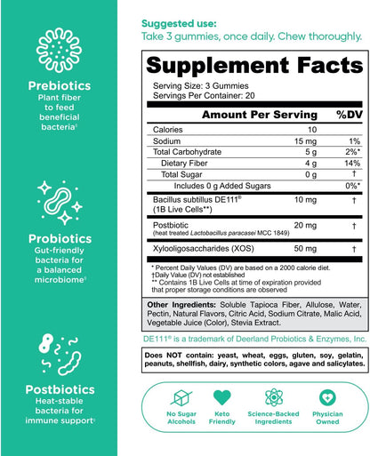 LyfeLabs™ Pre + Pro + Postbiotic Gummies Gut Health & Digestive Support (Trusted by USA doctors)